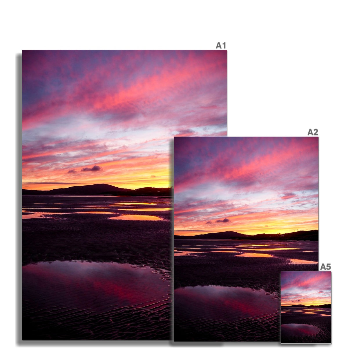 Last Light at Luskentyre captures a spectacular Hebridean sunset reflected across the tidal pools of Luskentyre Beach on the Isle of Harris.