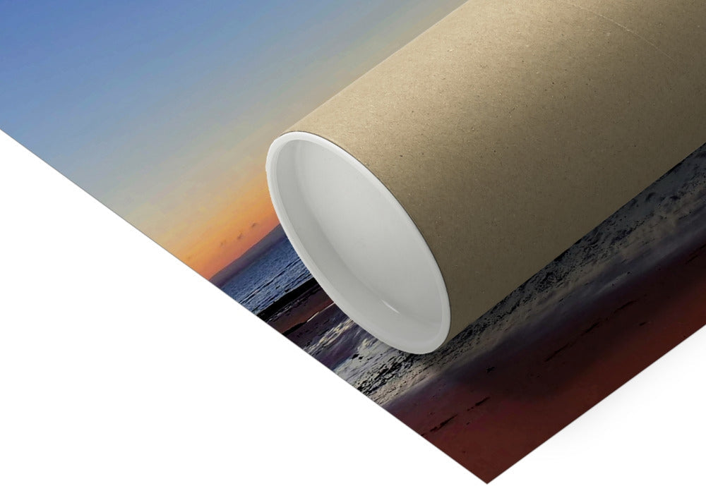 Central shoreline at Ellie to Earlsferry in Fife, showing calm sea, distant horizon and soft dawn light, forming the second panel of a panoramic coastal photograph.