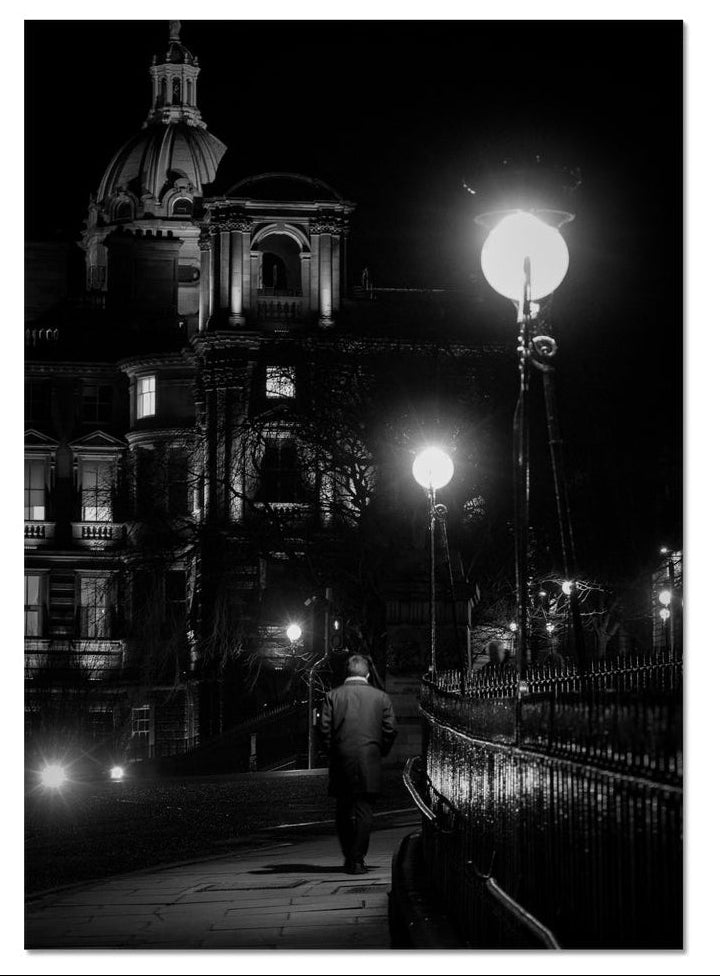 Atmospheric fine art photography of Bank Street, Edinburgh. A study in light, shadow and historic architecture from the Light & Shadow collection.