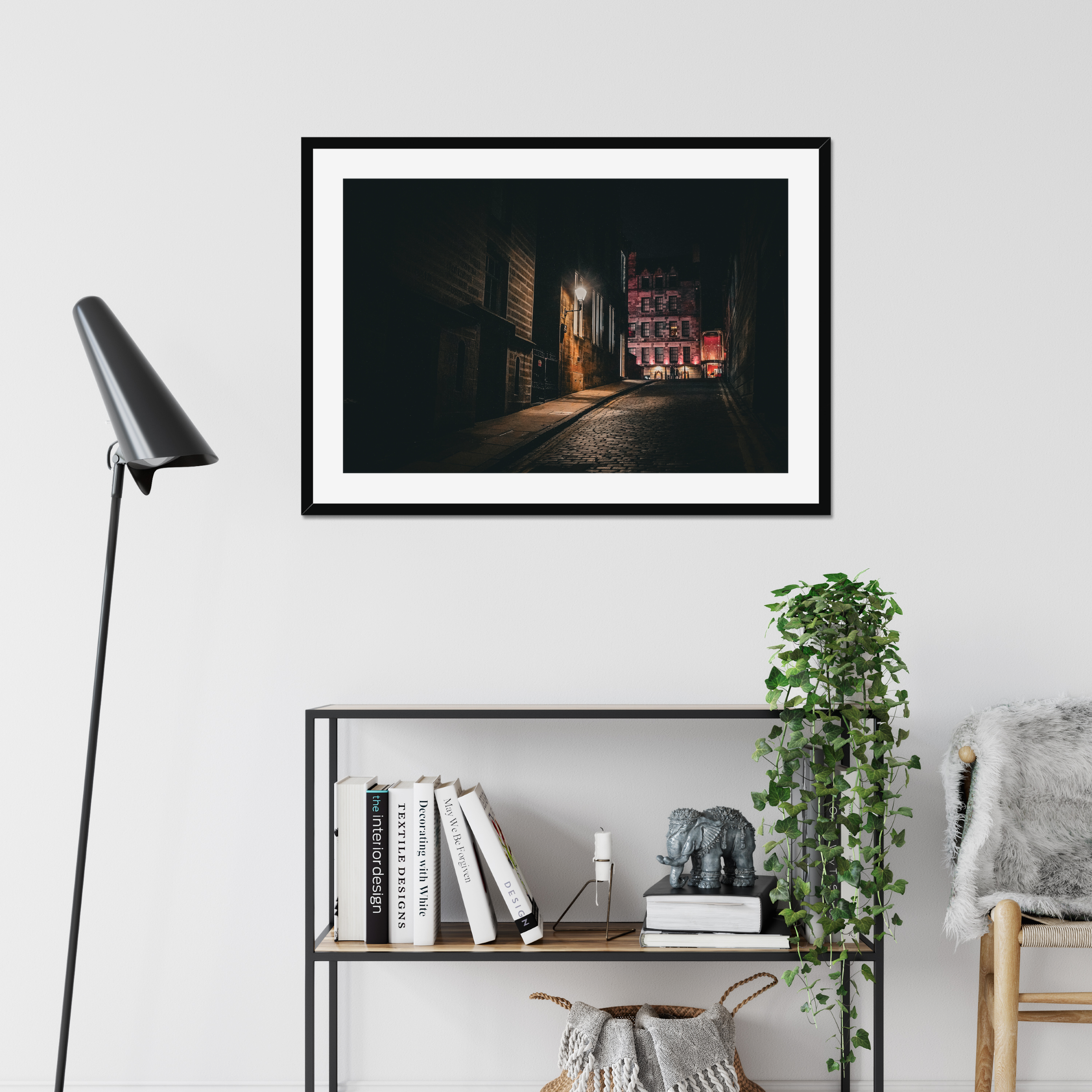 The approach to The Witchery on Edinburgh’s Royal Mile, captured in shifting light and shadow in this atmospheric fine art photography print.
